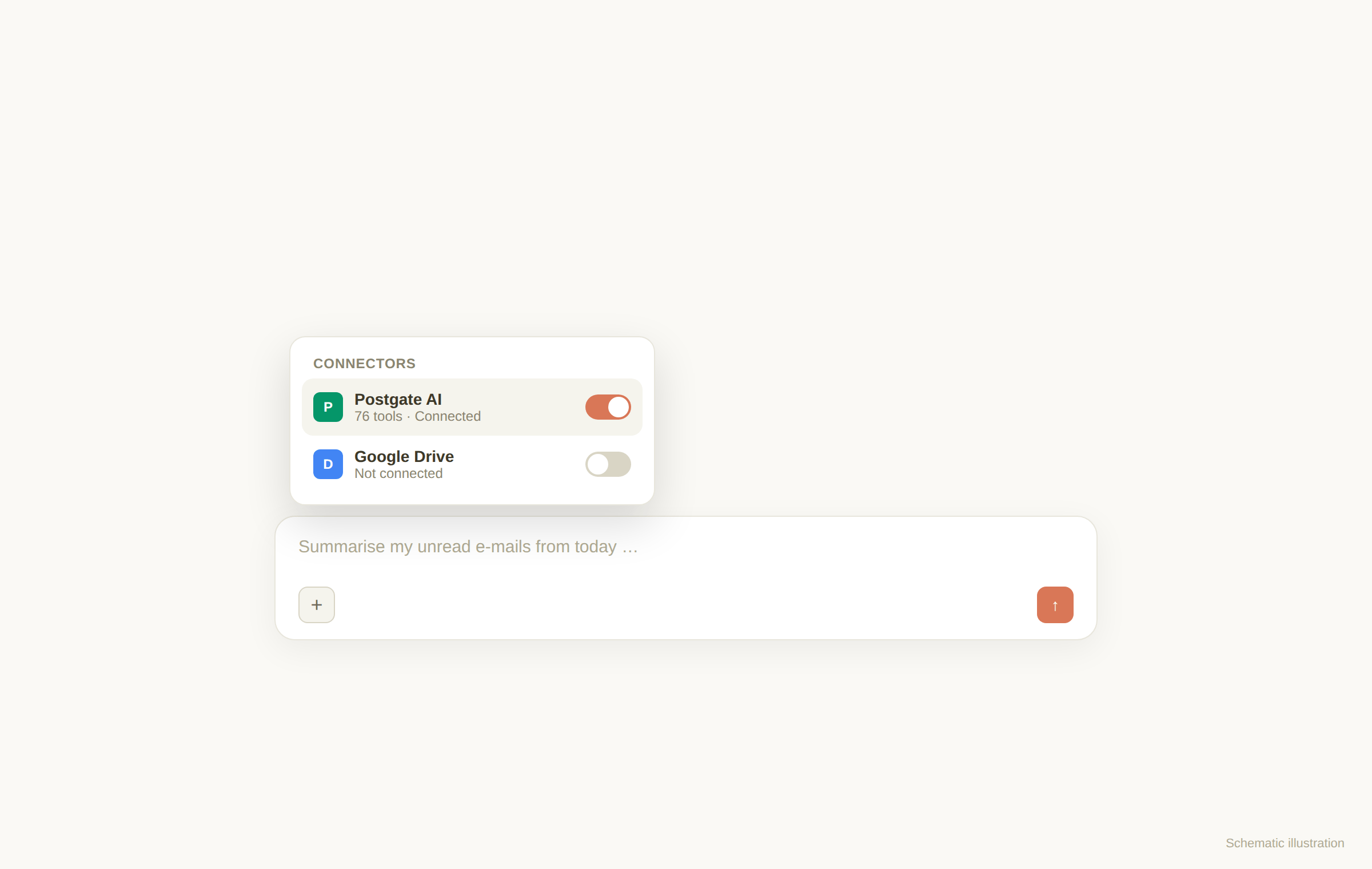 Claude chat: connector menu with the connector enabled