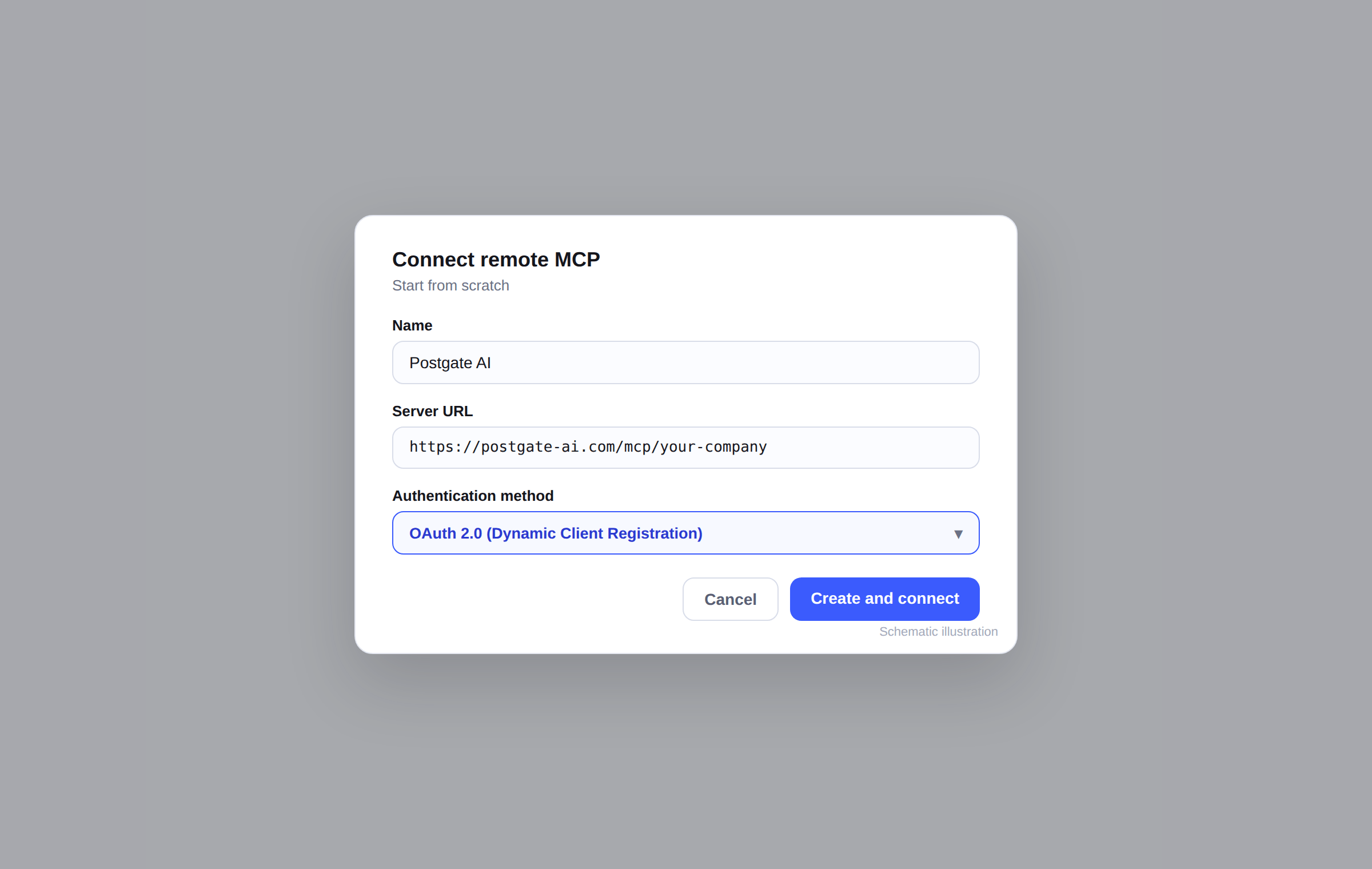 Langdock の「Connect remote MCP」画面。サーバー URL と OAuth の選択